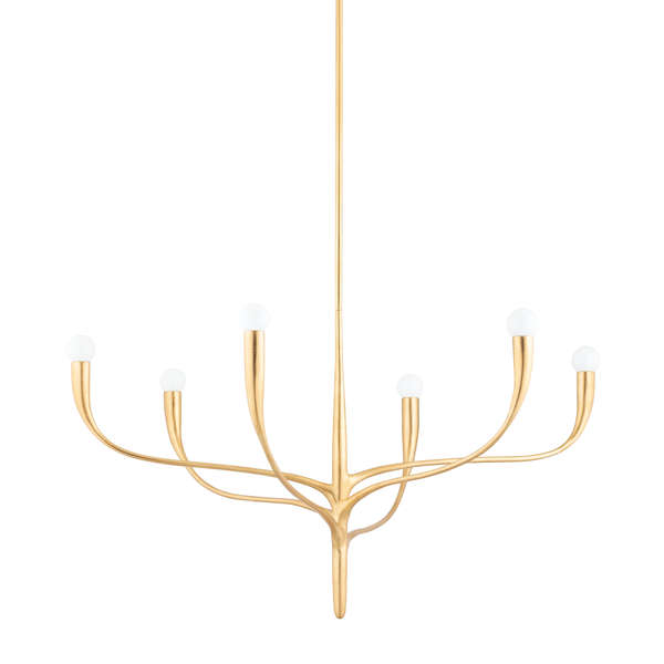 Labra Chandelier 6 Lamps, Vintage Gold Leaf