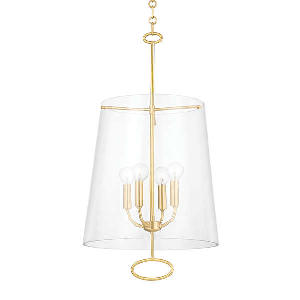 James 4 Light Pendant, Aged Brass