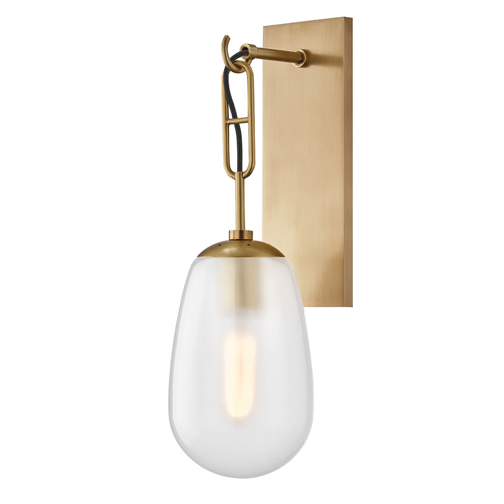Bruckner 1 Light Wall Sconce, Aged Brass