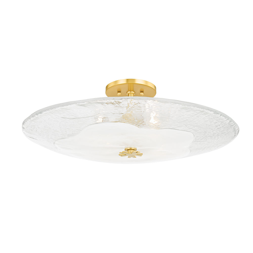 Preview image for Lago 4 Light Semi Flush, Aged Brass