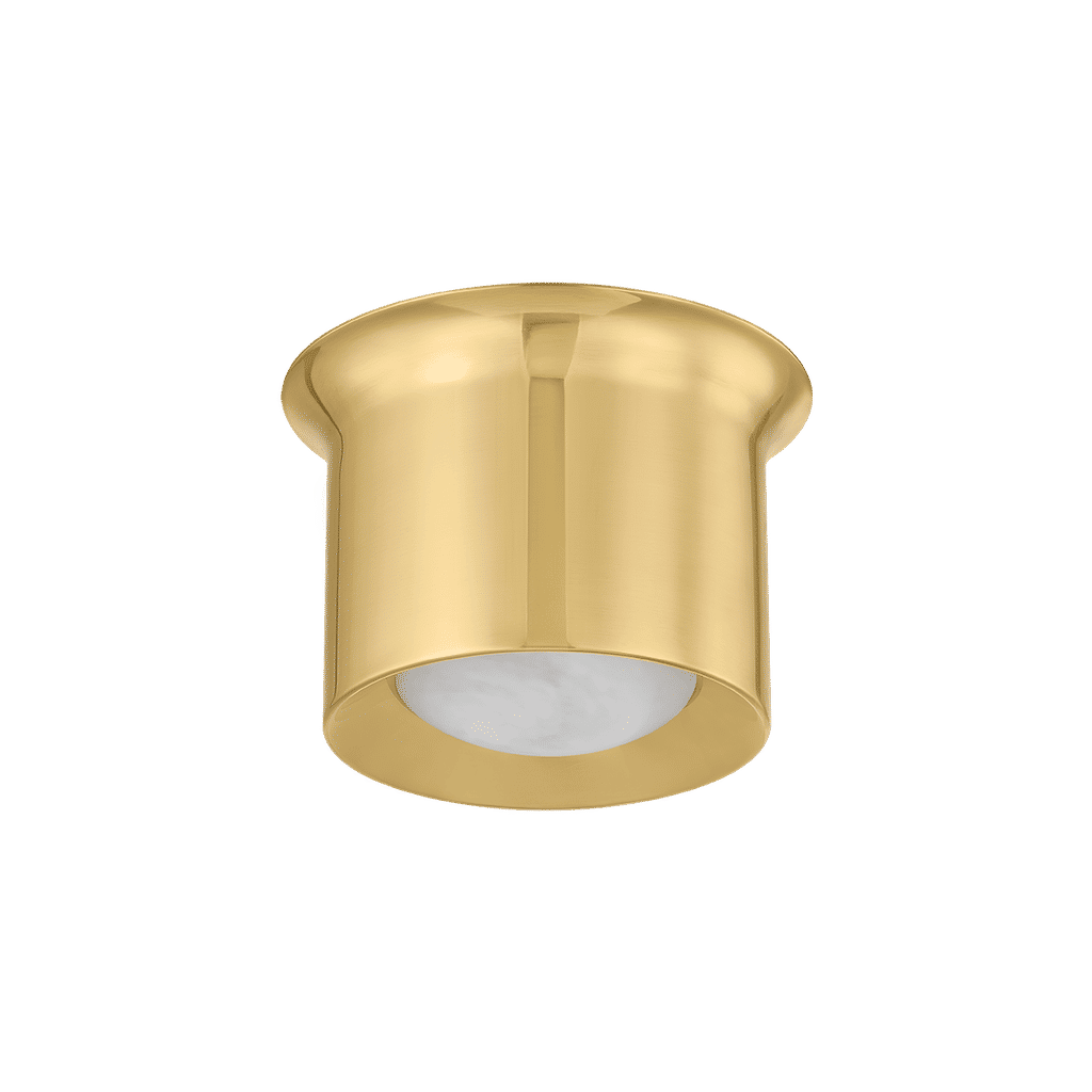 Noxon 1 Light Flush Mount, Aged Brass