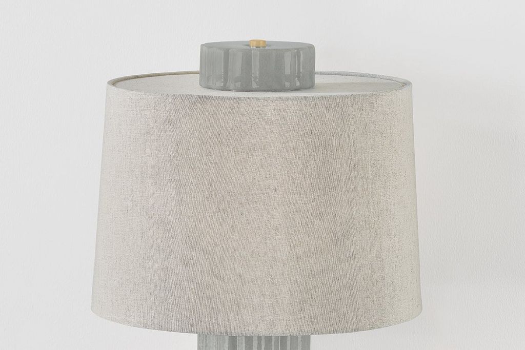 Manchester Table Lamp 16" X 28", Aged Brass And Ceramic Shell Grey