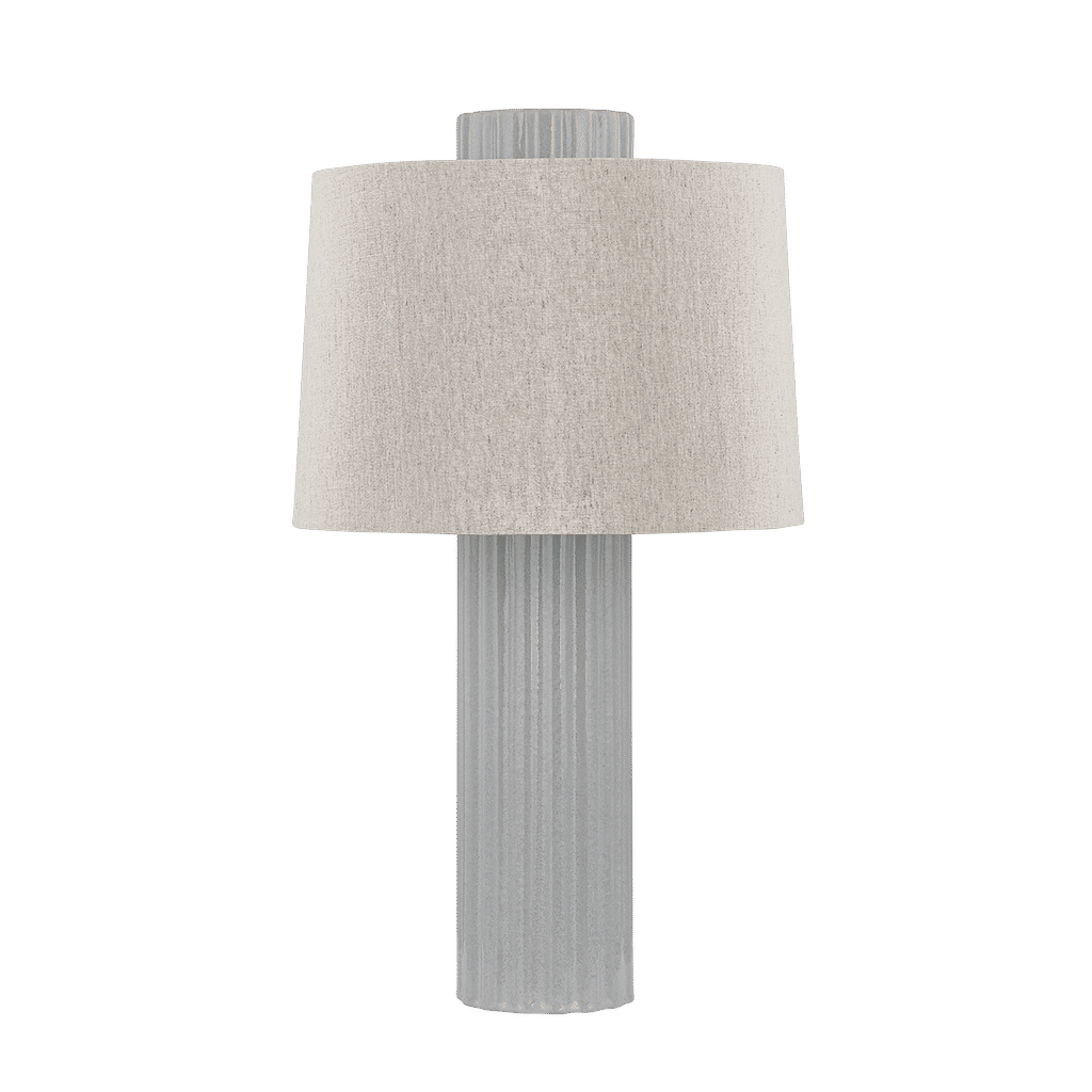 Manchester Table Lamp 16" X 28", Aged Brass And Ceramic Shell Grey