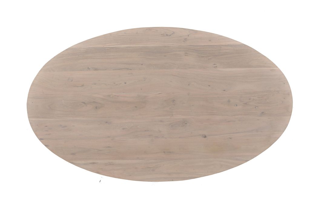 Aspen Oval Dining Table With Metal Base White Wash