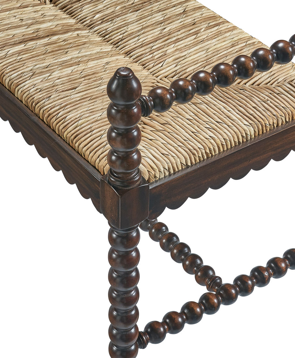 BENCH #9 | B-19 Turned Bench 60" (Brown w/Rush Seat)