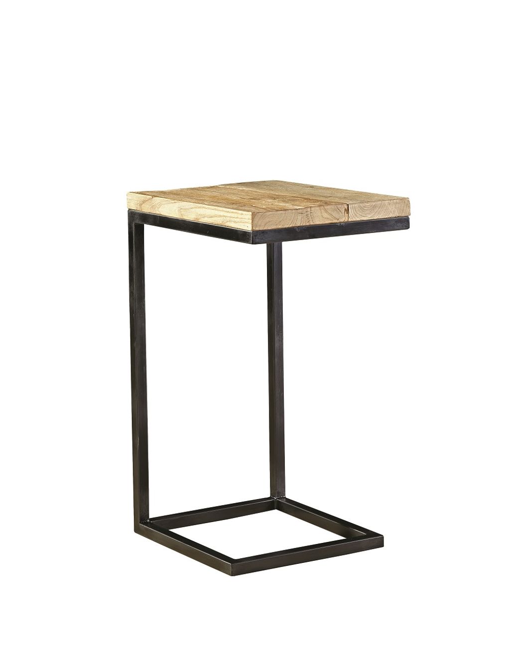 C Table Old Elm Wood + Steel Base