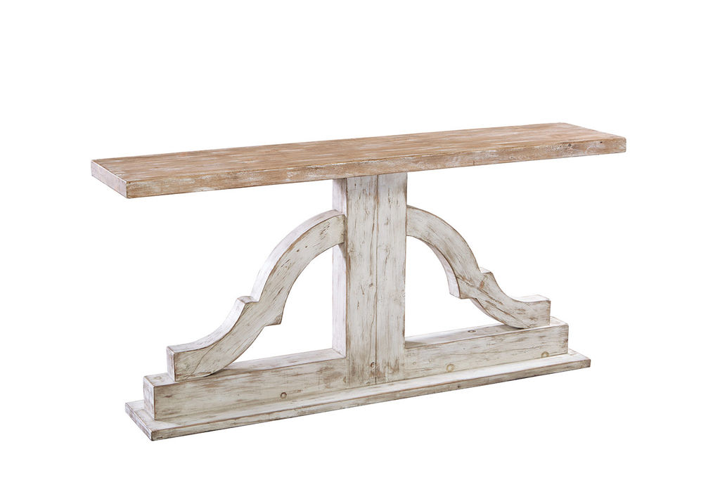 Preview image for French Country Distressed Washed Bracket Wood Console Table 71 inch