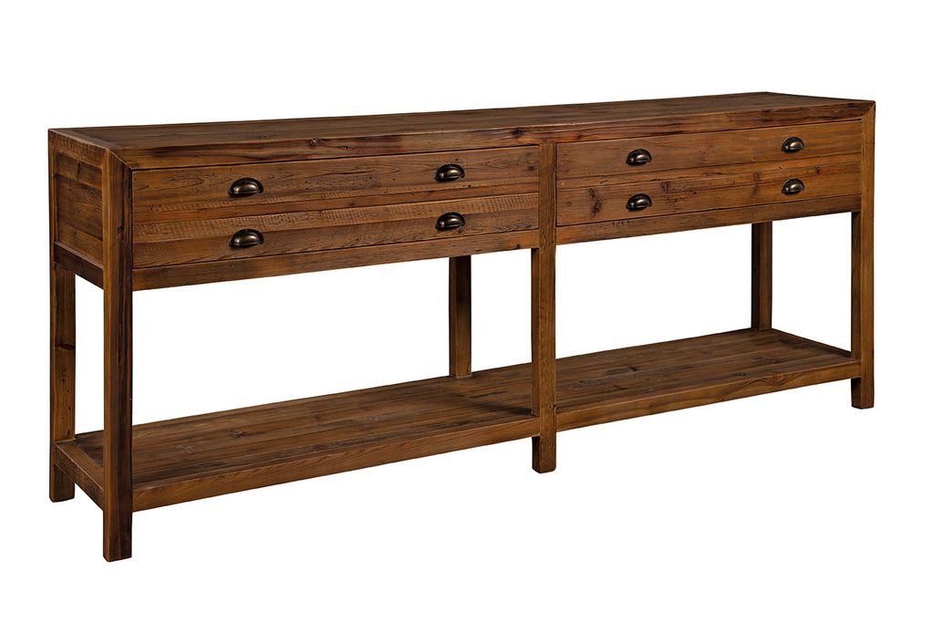 Preview image for 2 Drawer Warm Brown Solid Pine Wood Apothecary Sideboard Console Table 86 inch