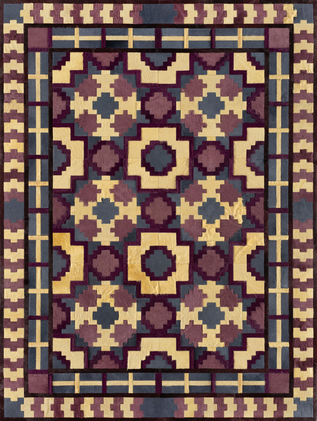 Preview image for Kyle Bunting Crossroads Hide Rug 8' X 6', Butter, Garnet, Periwinkle, Pinot, Plum