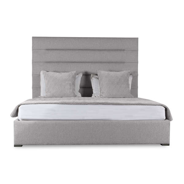 Moyra Horizontal Channel Tufted Upholstered Bed, 77" X 90" X 87", Grey