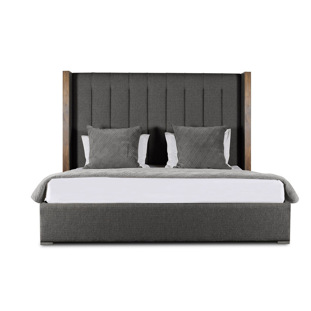Irenne Vertical Channel Tufted Upholstered Bed, 83" X 90" X 67", Charcoal