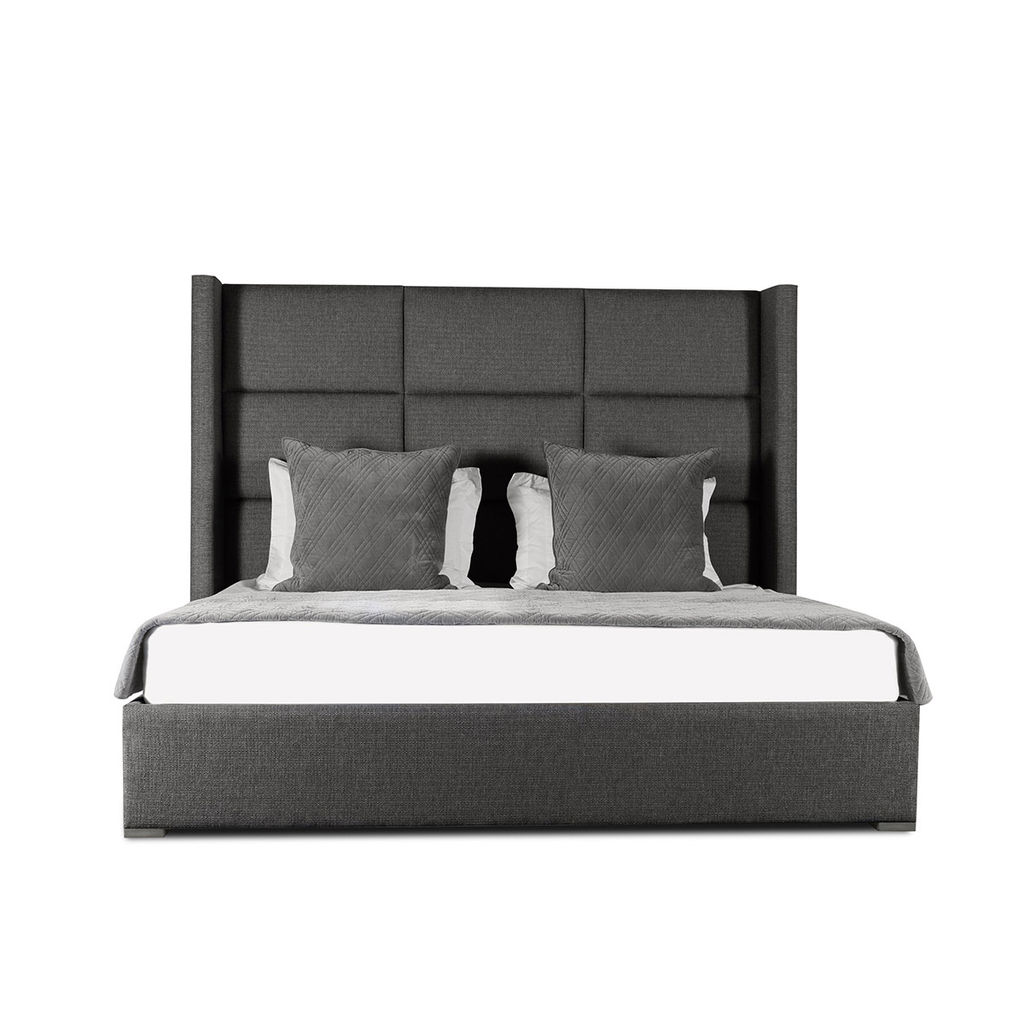 Aylet Square Tufted Upholstered Bed, 83" X 90" X 67", Charcoal