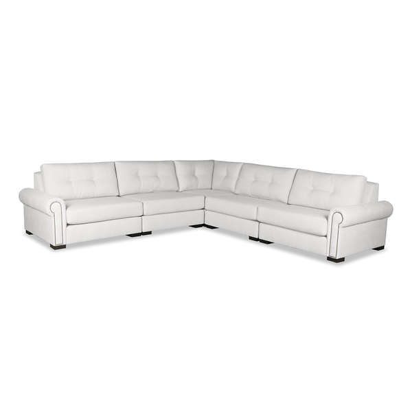 Sylviane Buttoned Deep Plush 6 Pieces Modular Sectional, 166" X 83" X 30", White