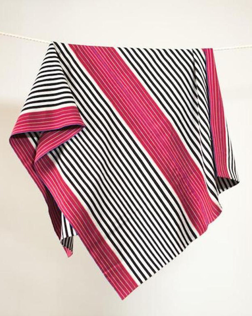 Preview image for Sancri Cotton Throw - Black Stripe W/ Red - Extended