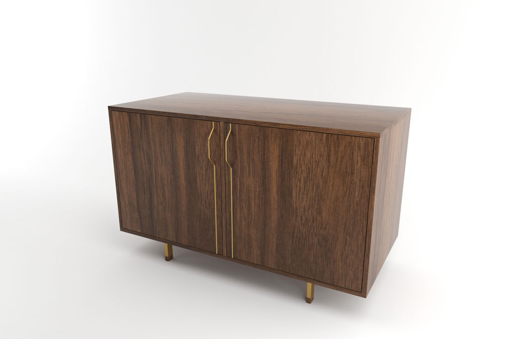 Chapman Double Unit Storage Cabinet A2020-Wal-Gd, Walnut, Brassy Gold