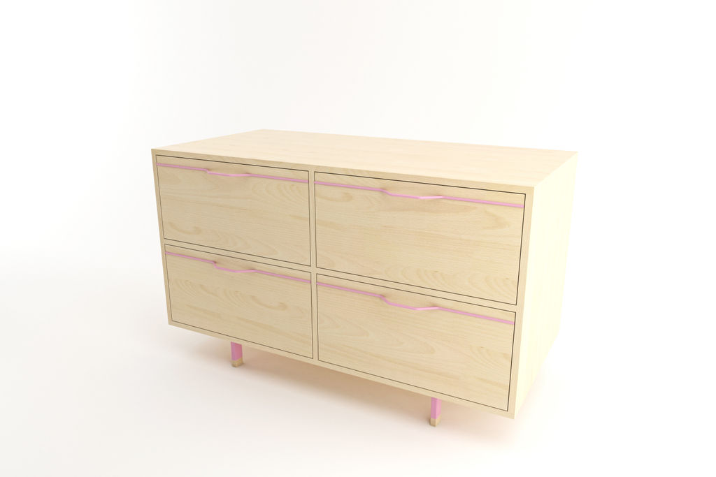 Chapman Small Storage Dresser in Maple, Pink