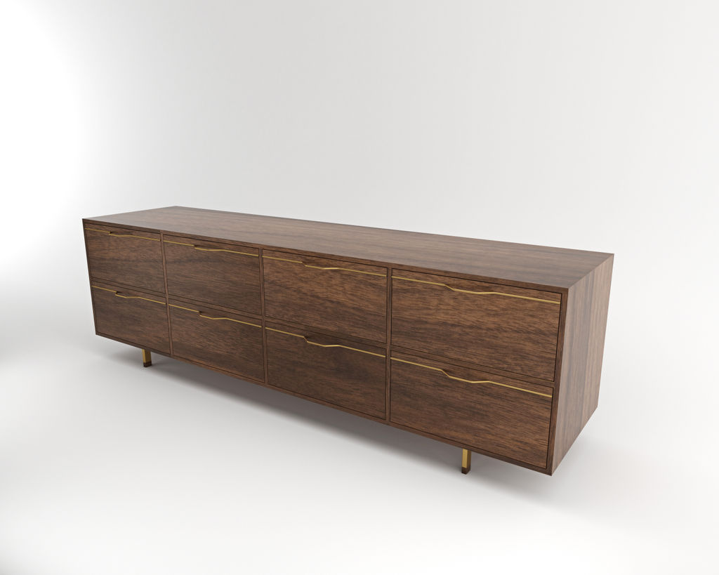 Preview image for Chapman Long Dresser - Credenza A2080-Wal-Gd, Walnut, Brassy Gold