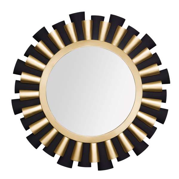 Daphne 36" Wall Mirror - Matte Black/French Gold