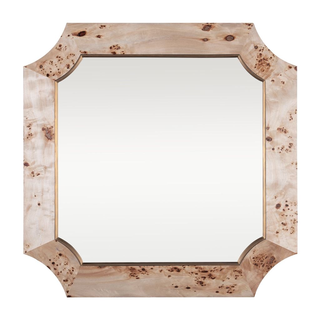 Preview image for Farra 36" X 36" Wall Mirror - Poplar Burl/Weathered Brass