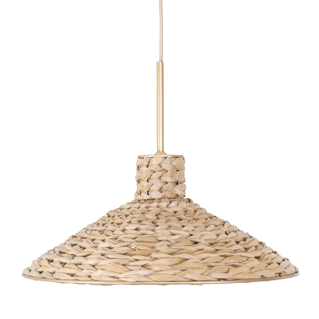 Hilton Head 1 Light Medium Pendant - French Gold/Natural Seagrass