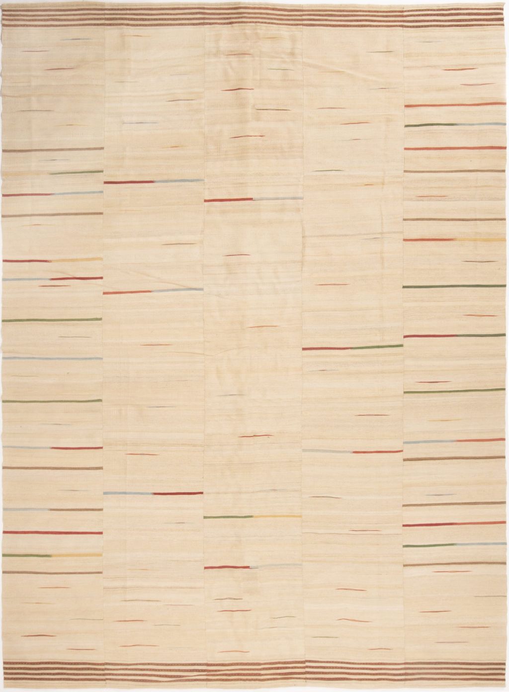 Vintage Persian Beige And Multicolor Wool Kilim