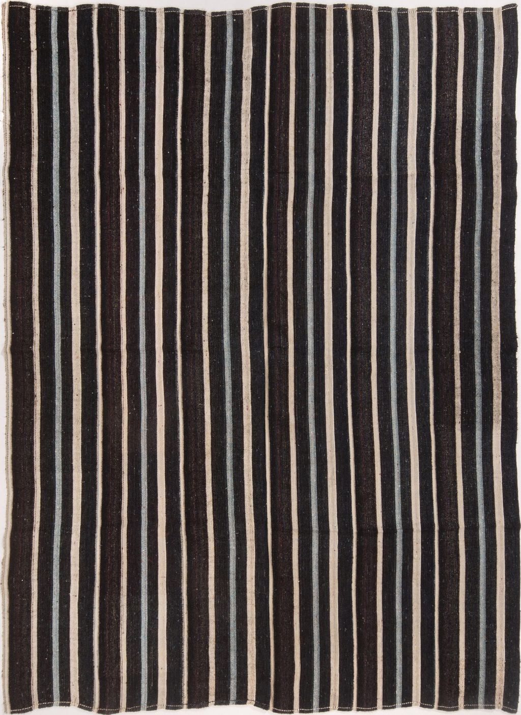 Vintage Geometric Beige Brown And Blue Wool Kilim Rug