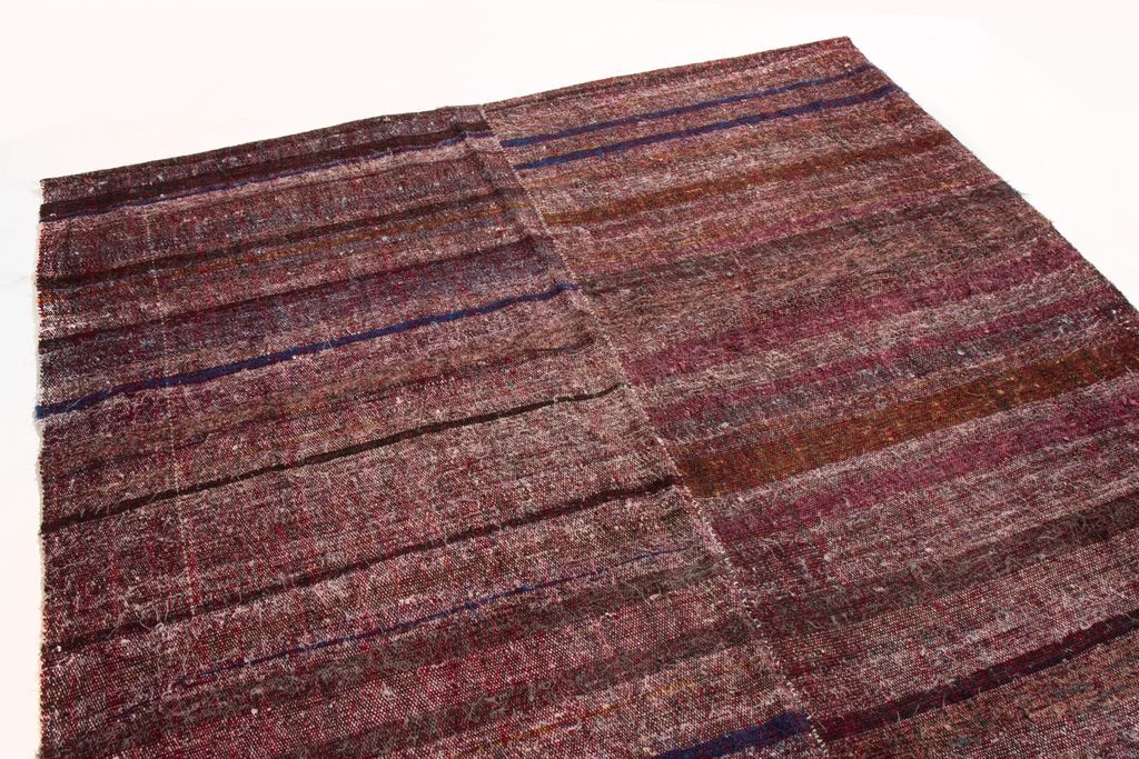 Vintage Geometric Striped Purple Wool Kilim Rug