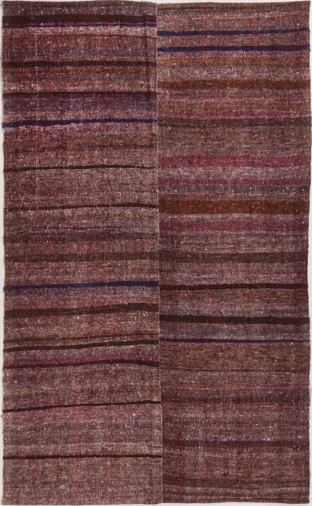 Vintage Geometric Striped Purple Wool Kilim Rug