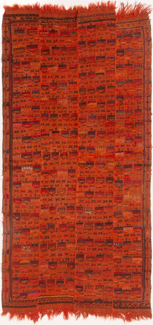 Antique Verneh Traditional Orange And Red Wool Kilim Rug