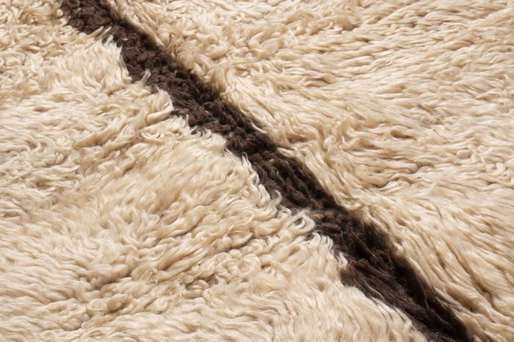 Vintage Mid-Century Moroccan Beige And Brown Geometric Wool Rug
