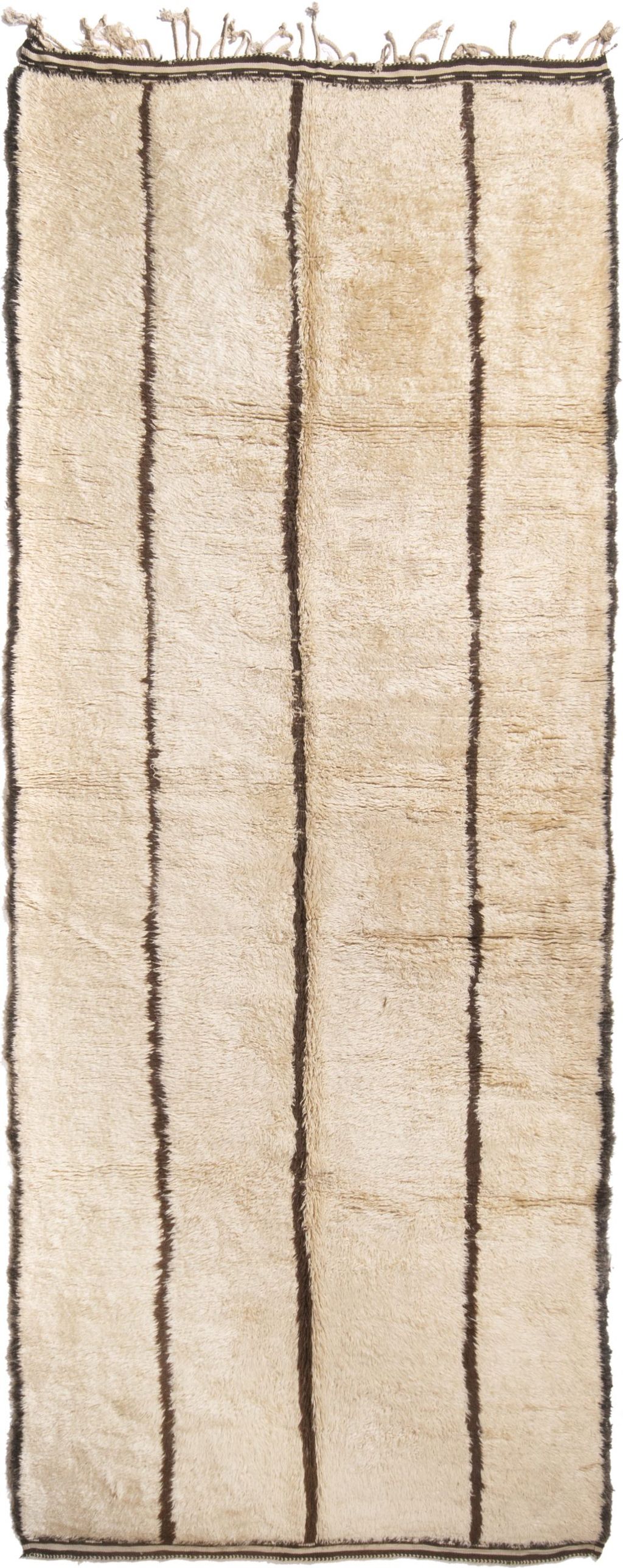 Vintage Mid-Century Moroccan Beige And Brown Geometric Wool Rug