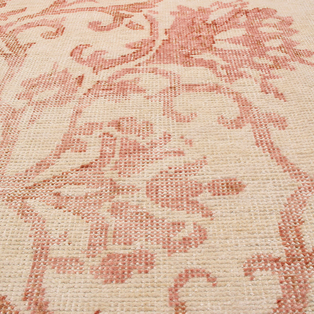 Beige And Pink Medallion-Style Wool Rug From The Homage Collection