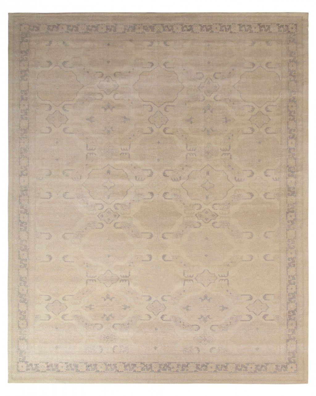 Distressed Style Classic Rug In Beige-Brown Geometric Pattern