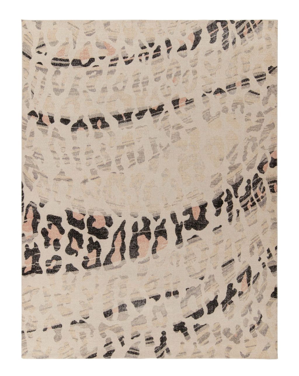 Distressed Style Modern Rug In Black, White Abstract Pattern