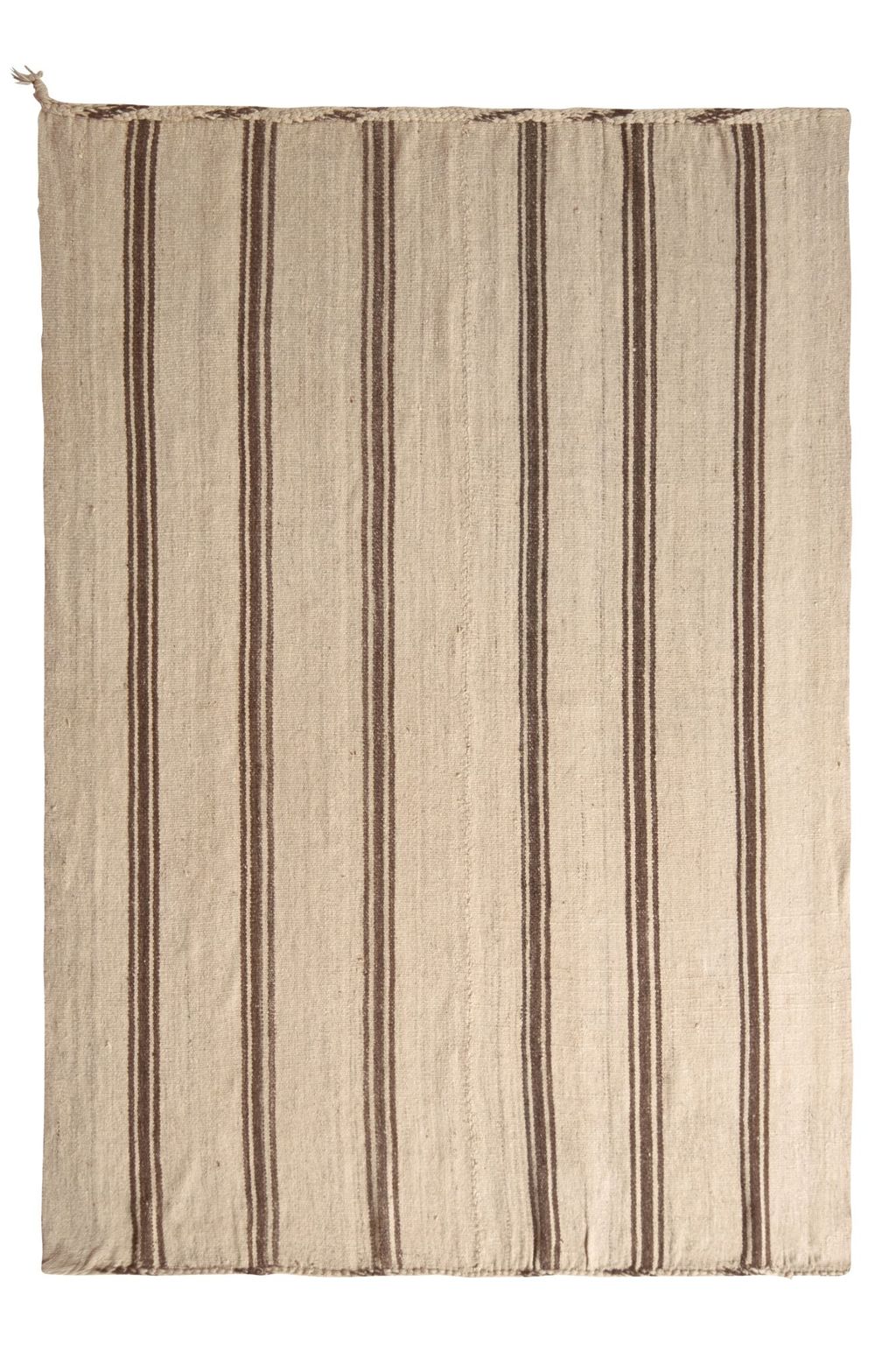1950S Mid-Century Persian Kilim Beige Brown Striped Vintage Flat Weave
