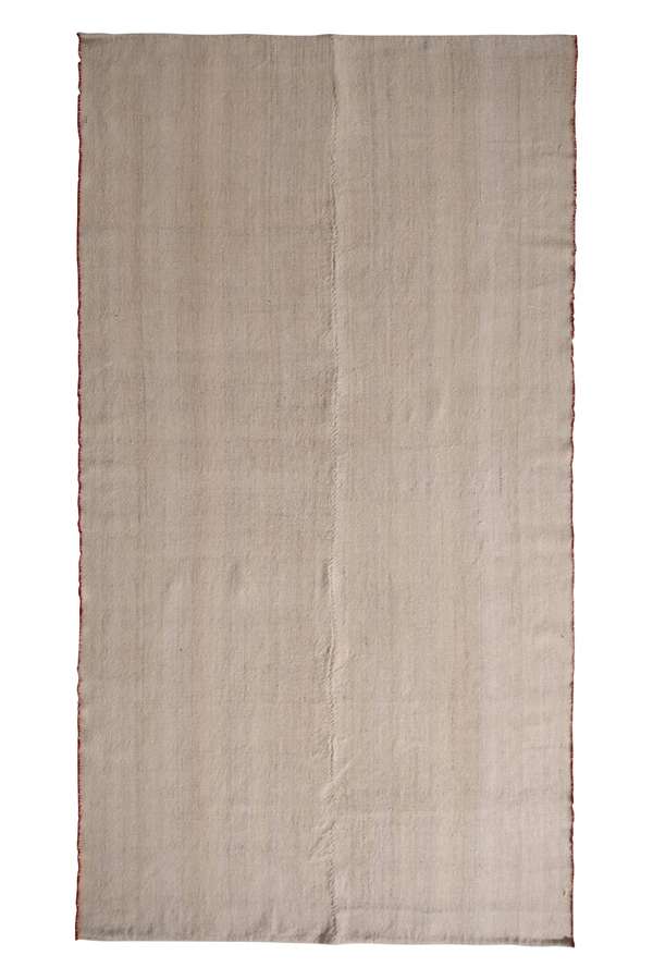 Vintage Geometric Striped Beige Cream Wool Persian Kilim Rug