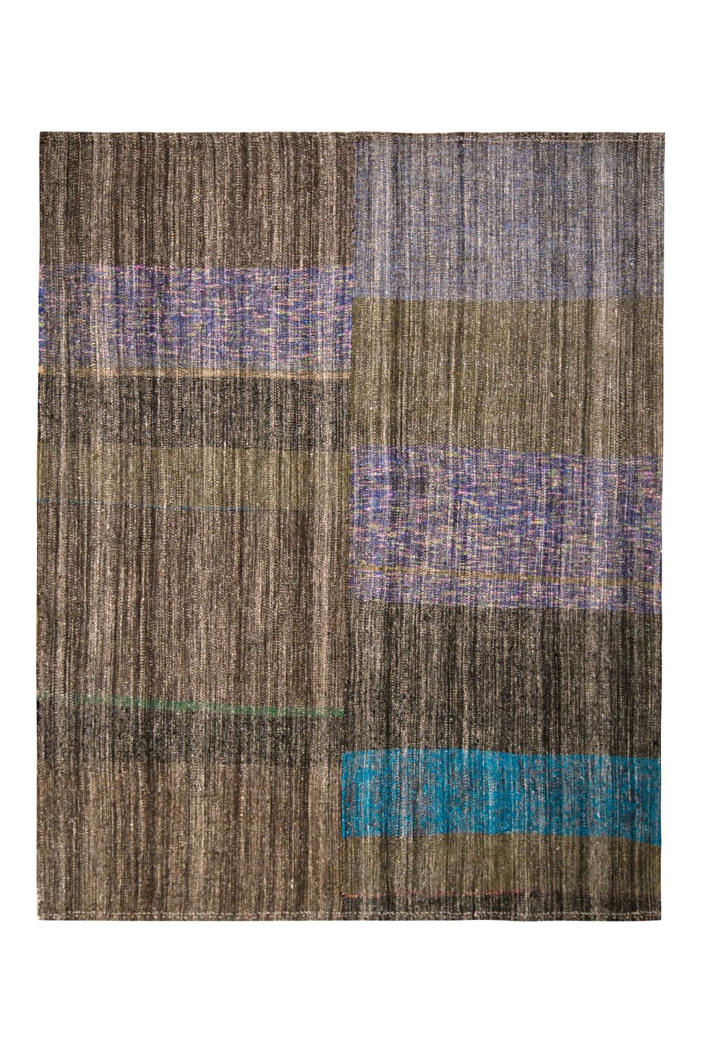 Mid Century Brown All Over Geometric Vintage Turkish Wool Kilim Rug
