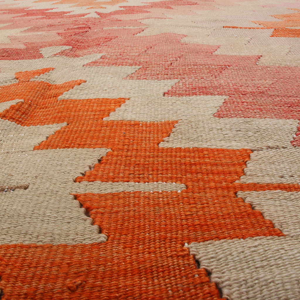 Vintage Mid-Century Afyon Geometric Multicolor Wool Kilim Rug