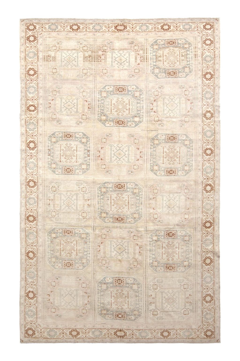 Handwoven Mid-Century Vintage Kilim Rug In Beige Geometric All Over Pattern
