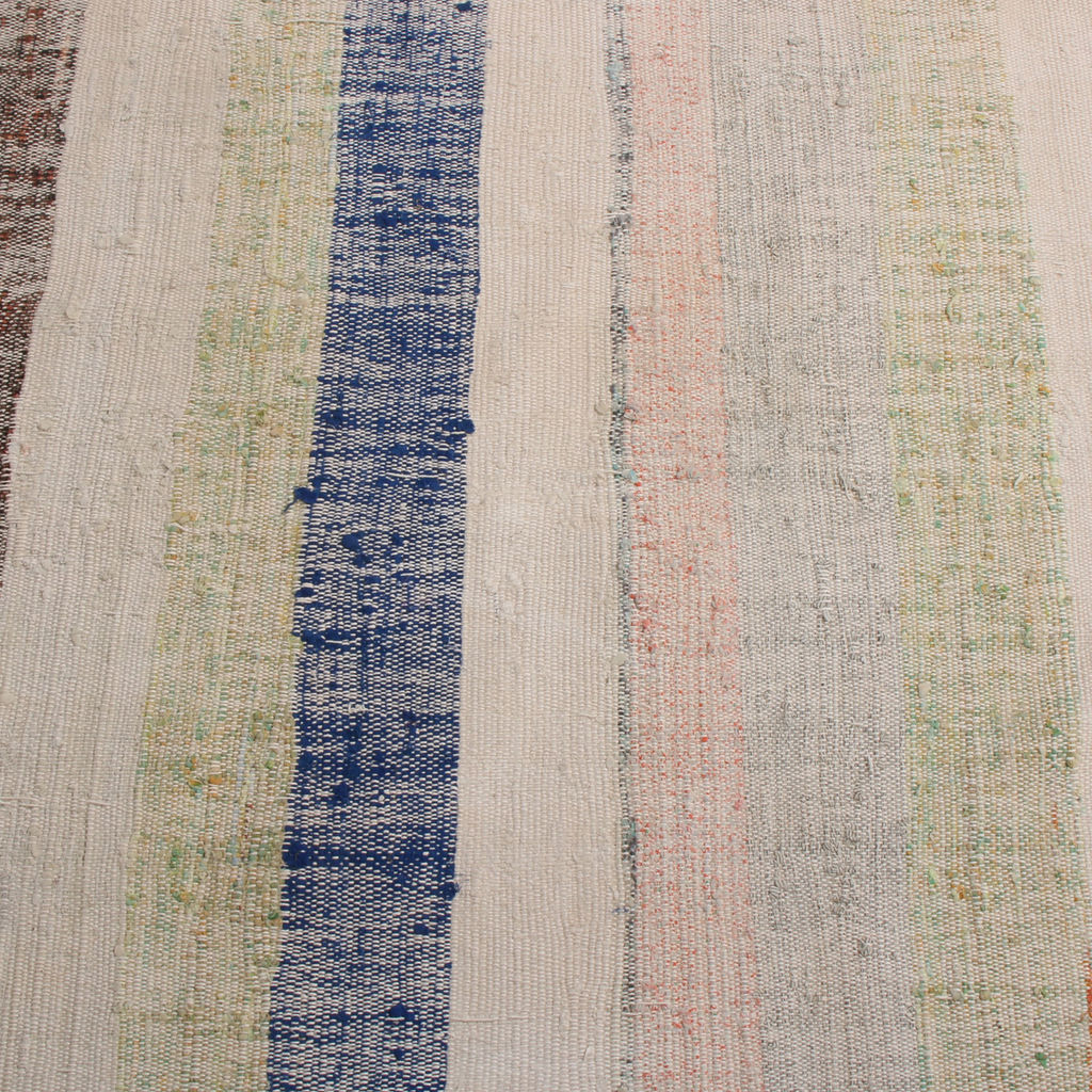 Vintage Chaput Geometric Striped Beige Brown Pink And Blue Wool Kilim Rug