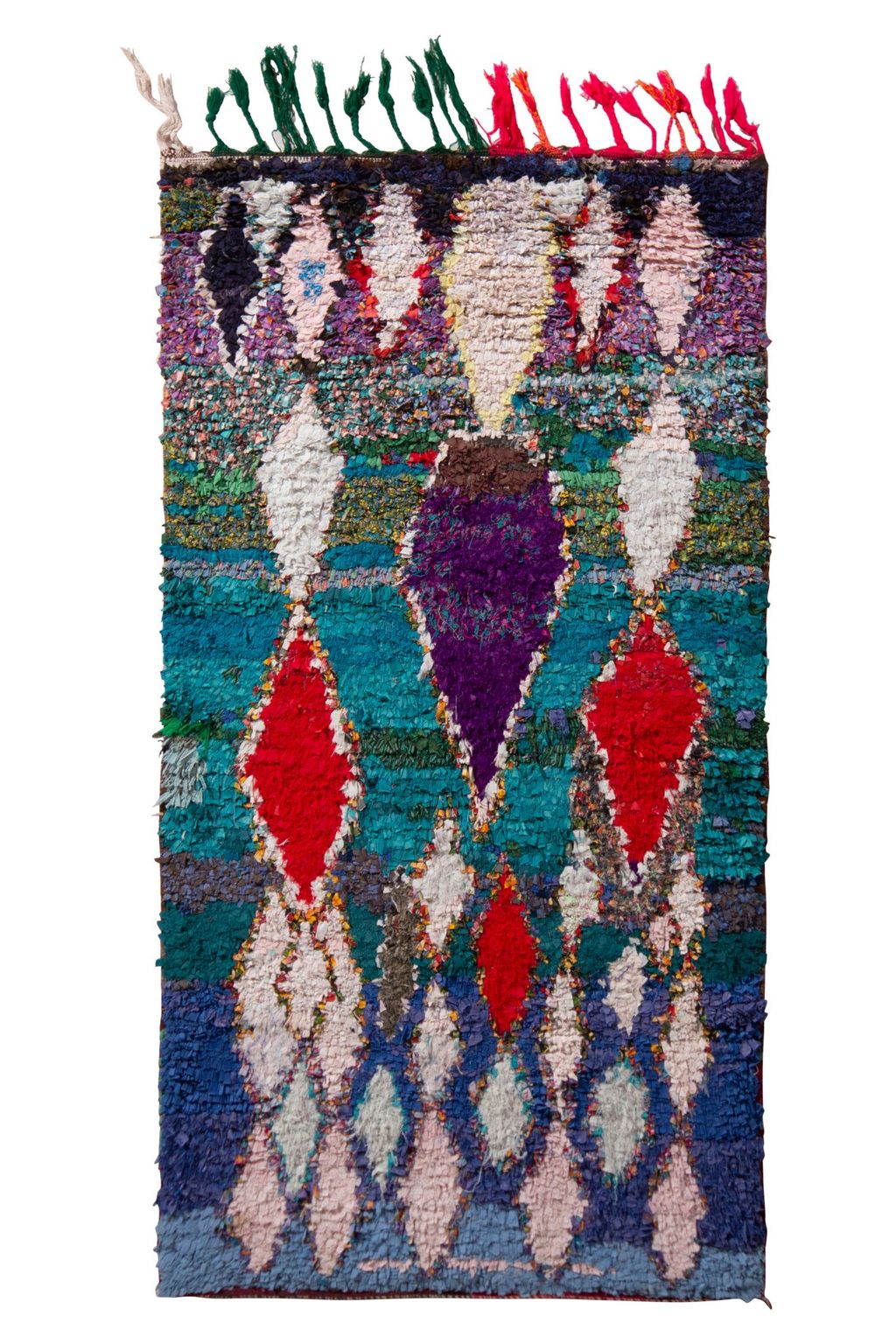 Preview image for Mid Century Moroccan Rug Blue And Purple Vintage Berber Diamond Pattern