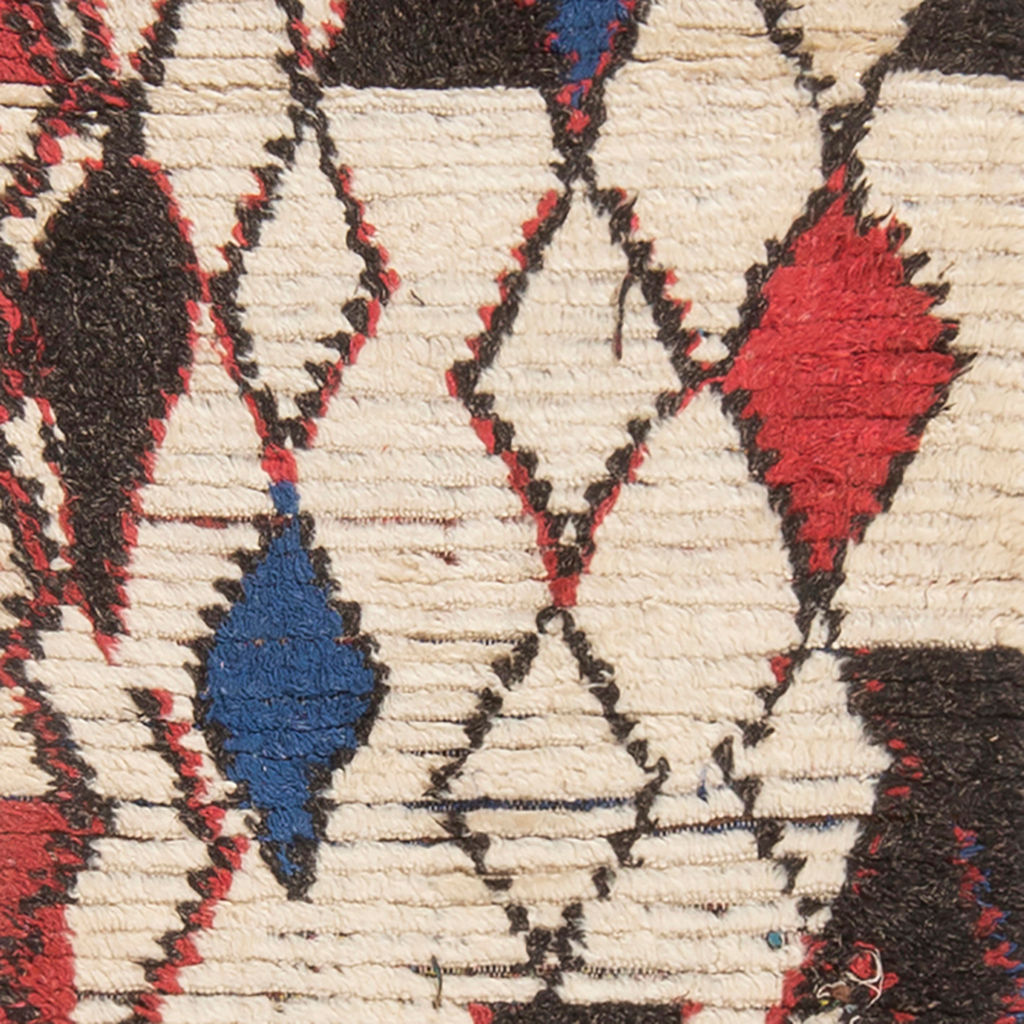 Vintage Midcentury Moroccan Beige Red And Blue Wool Rug