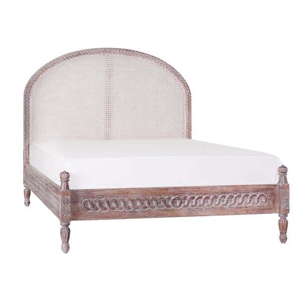 Juni Bed, Queen, French White Distressed