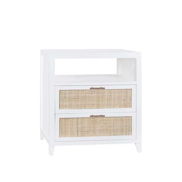 Ava Cane Nightstand, White Sands