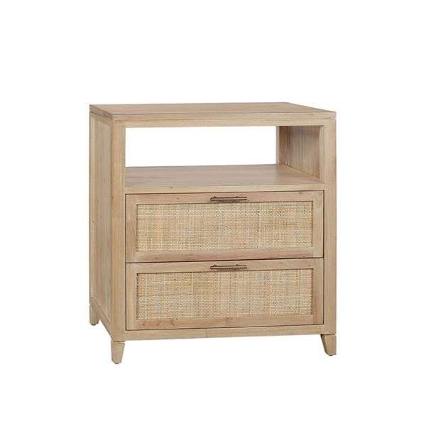 Ava Cane Nightstand, Natural Bleached
