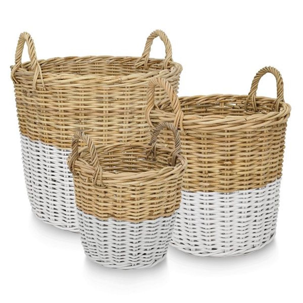 Preview image for Storage Basket 2 Tone, Set Of 3, White Sands