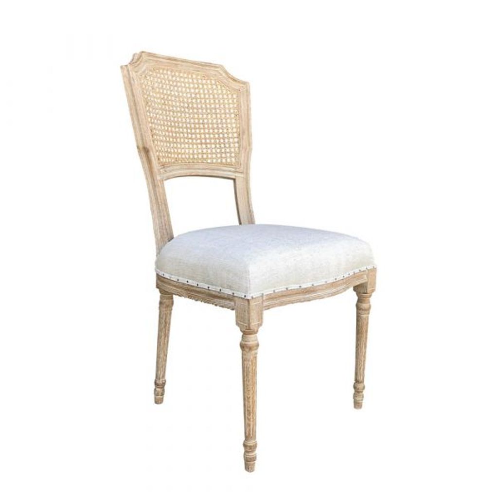 Chloe Side Chair, Linen Kw, Washed Oak