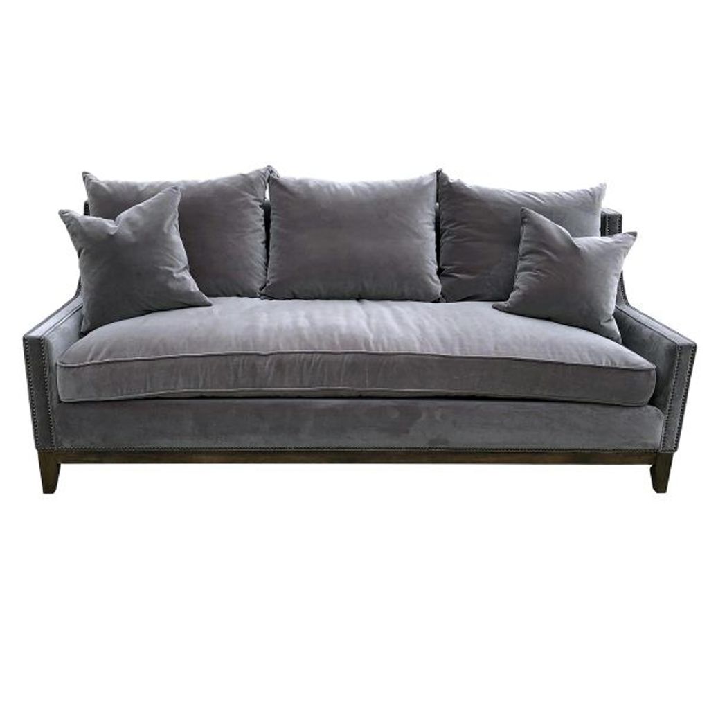 Preview image for Fitzgerald Sofa, Charcoal Velvet, Oak On Oak