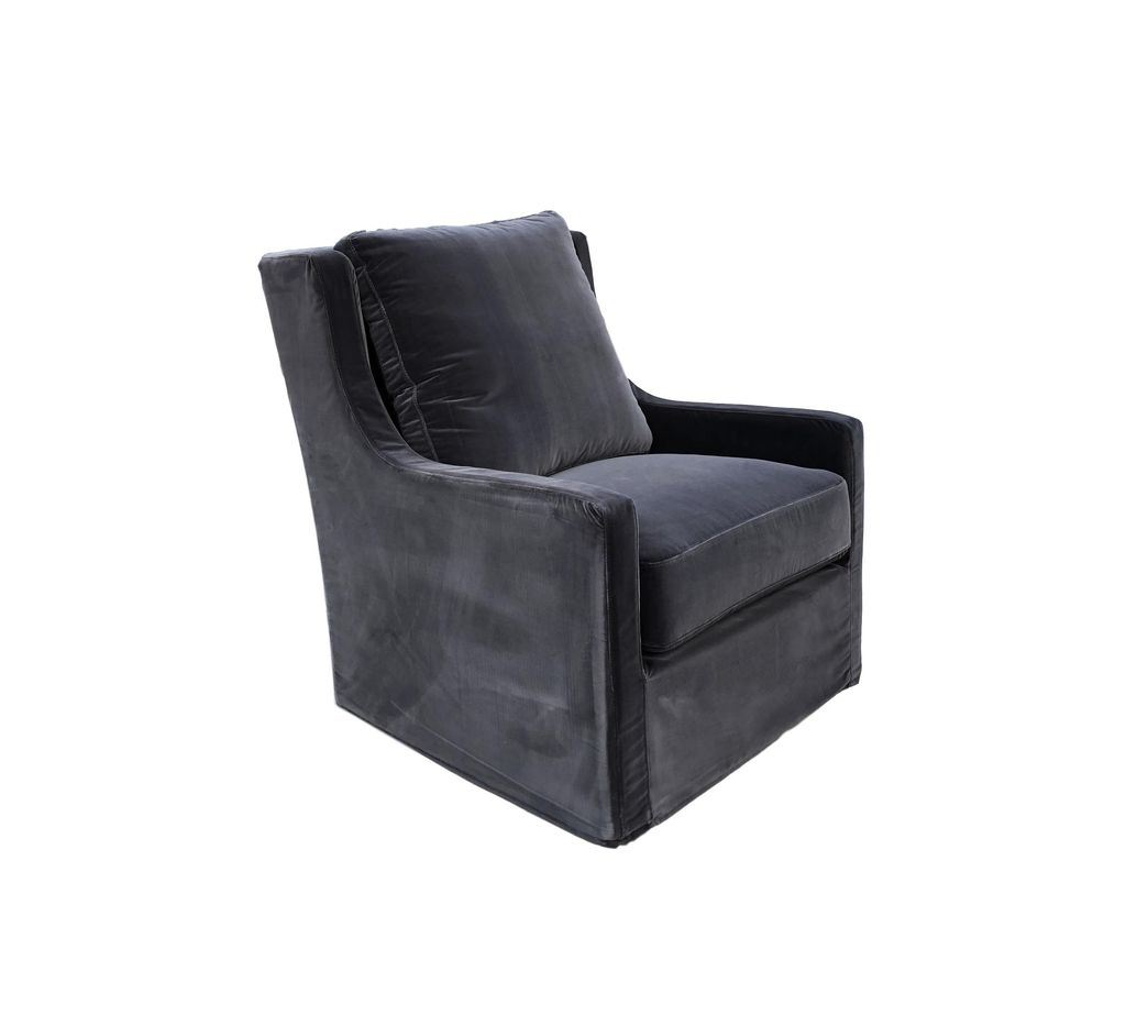 Bret Swivel Chair, Gray Velvet