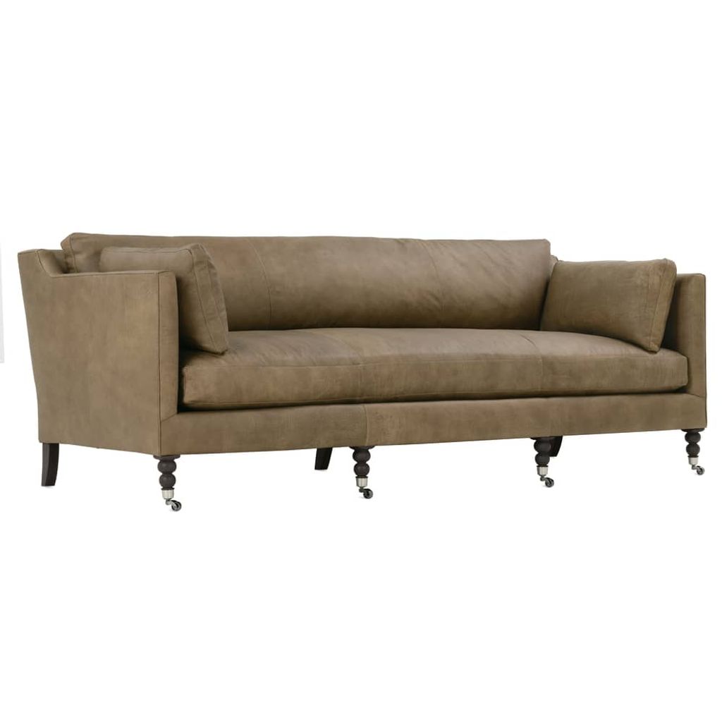 Madeline Leather Sofa In Mushroom